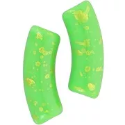 Perles tube incurvé 35x11mm en acrylique opaque - Vert Pomme - Tacheté Doré x6