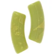 Perles tube incurvé en acrylique opaque 35x11mm Vert Anis Tacheté Doré x6