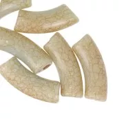 Perles tube incurvé 35x11mm effet craquelé en acrylique opaque - Beige x6