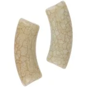 Perles tube incurvé 35x11mm effet craquelé en acrylique opaque - Beige x6