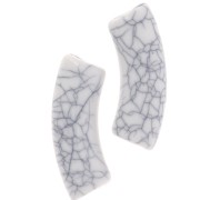 Perles tube incurvé 35x11mm effet craquelé en acrylique opaque - Blanc x6