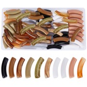 Coffret de 80 perles tube incurvé 22x8 mm en acrylique opaque - Multicolore