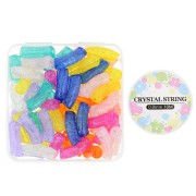 Coffret de 60 perles tube incurvé en acrylique transparent 35x11mm effet craquelé|raw }}