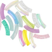 Coffret de 160 perles tube incurvé en acrylique 32x8mm Divers effets - Multicolore|raw }}