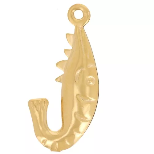 Pendentif crevette 20x10 mm - Acier inoxydable 316L - Doré x1