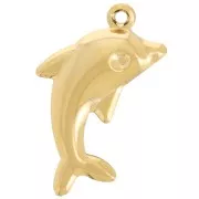 Pendentif dauphin 18x12 mm - Acier inoxydable 304L - Doré x1