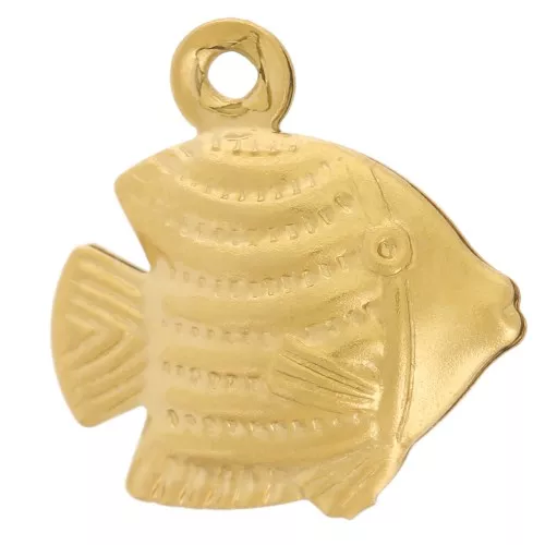 Breloque poisson 13x12 mm Acier inoxydable 304L - Doré x1
