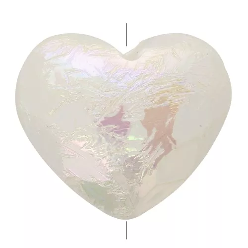 Perle coeur facetté 17x20 mm imitation perle d'eau douce - Blanc irisé x1