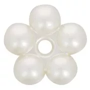 Perles rondelles fleurs 15 mm - imitation perle d'eau douce - Crème nacré x4