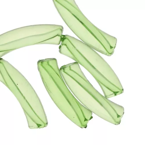 Perles tube incurvé 32x8 mm en acrylique transparent - Vert clair x6