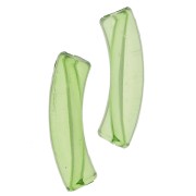 Perles tube incurvé en acrylique transparent 32x8 mm - Vert clair x6