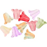 Perles fleurs tulipes en verre 10x11 mm - Transparent - Multicolore x10|raw }}