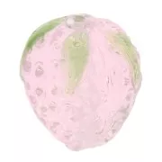 Perle fraise en verre 16x14 mm -Transparent Rose x1