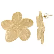 Boucles d'oreilles fleur de cerisier 30 mm Acier inoxydable 304L Doré x2