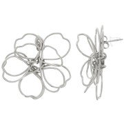 Boucles d'oreilles fleur en fil - volume 3D - 35 mm Acier inoxydable 316L x2