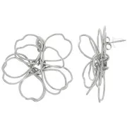 Boucles d'oreilles fleur en fil - volume 3D - 35 mm Acier inoxydable 316L x2