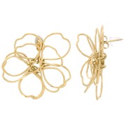 Boucles d'oreilles fleur en fil - volume 3D - 35 mm Acier inoxydable 304 Doré x2|raw }}