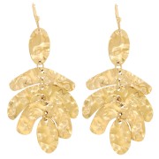 Boucles d'oreilles pendantes feuilles 57x27mm - Acier inoxydable 316L Doré x2
