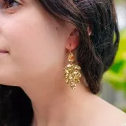 Boucles d'oreilles pendantes feuilles 57x27mm - Acier inoxydable 316L Doré x2