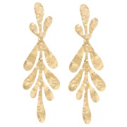 Boucles d'oreilles pendantes feuilles 63X20mm - Acier inoxydable 316L Doré x2|raw }}