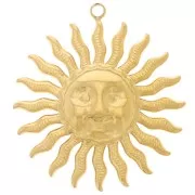 Pendentifs - Breloques - Pendentif soleil motif visage 30 mm - Acier inoxydable 304L Doré x1 Pendentif soleil motif visage 30 mm - Acier inoxydable 304L Doré x1