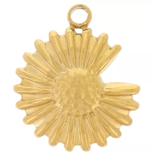 Breloque fleur marguerite 10 mm Acier inoxydable 304L - Doré x1