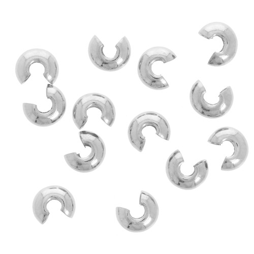 Caches perles à écraser 3 mm Argenté x50