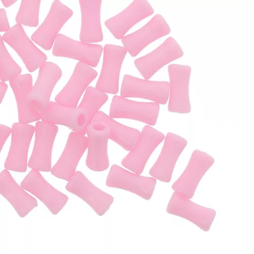 Perles tube de bambou en acrylique opaque 11x5 mm Rose x30