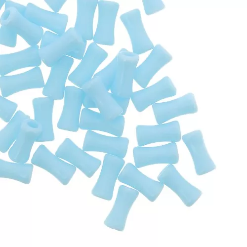 Perles tube de bambou en acrylique opaque 11x5 mm Bleu ciel x30