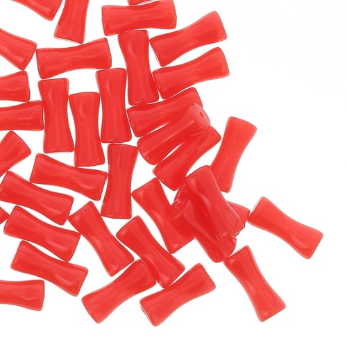 Perles tube de bambou en acrylique opaque 13x5 mm Rouge x15