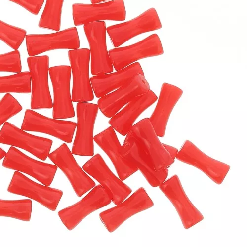 Perles tube de bambou en acrylique opaque 13x5 mm Rouge x15