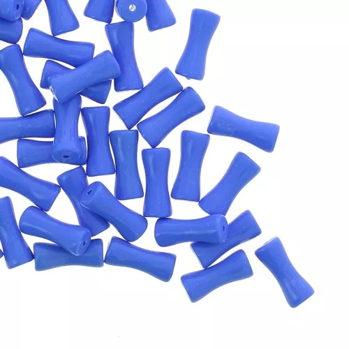 Perles tube de bambou en acrylique opaque 13x5 mm Bleu x15