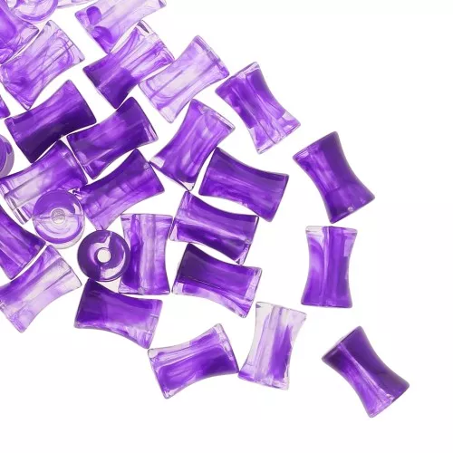 Perles tube de bambou en acrylique transparent 13x8 mm Marbré Violet x20