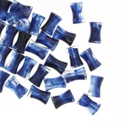 Perles tube de bambou en acrylique transparent 13x8 mm Marbré Bleu Nuit x20|raw }}