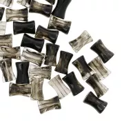 Perles tube de bambou en acrylique transparent 13x8 mm Marbré Noir x20