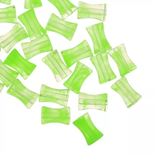 Perles tube de bambou en acrylique transparent 13x8 mm Marbré Vert clair x20