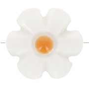 Perle fleur 12 mm en nacre - Blanc - Orange x1|raw }}
