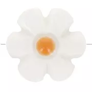 Perle fleur 12 mm en nacre - Blanc - Orange x1
