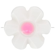 Perle fleur 12 mm en nacre - Blanc - Rose x1|raw }}