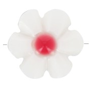 Perle fleur 12 mm en nacre - Blanc - Rouge Corail x1|raw }}