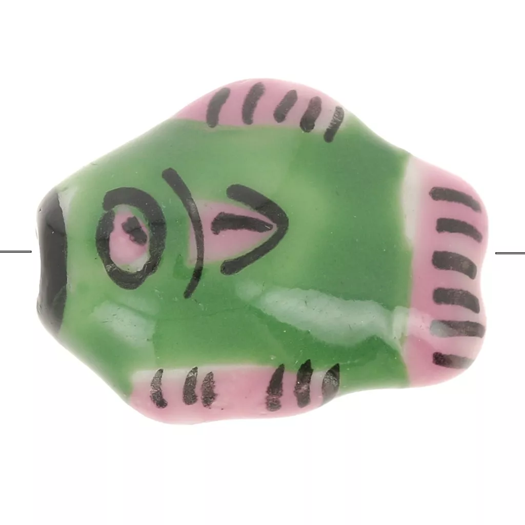 10 Perles En Céramique Poisson Double Face - Pour Bijoux, Chaînes De Téléphone, Artisanat - Motif Rétro Coloré