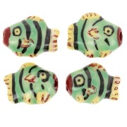 Perle poisson en céramique 12x15 mm Vert clair - Jaune x1