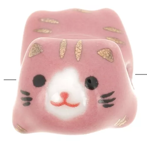 Perle chat en céramique 11x16 mm Rose x1