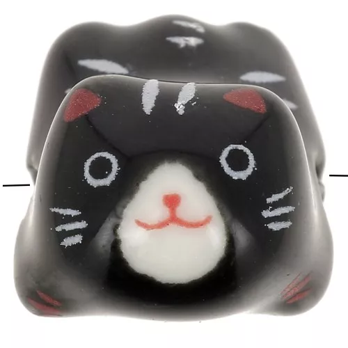 Perle chat en céramique 11x16 mm Noir x1