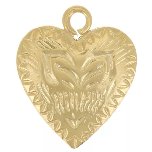 Breloque coeur motif graphique 11x9 mm - Gold filled (or laminé) x1