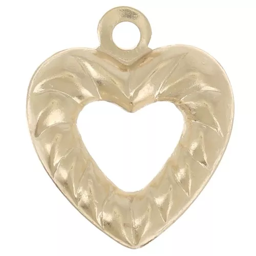 Breloque coeur évidé effet corde 10x9 mm - Gold filled (or laminé) x1