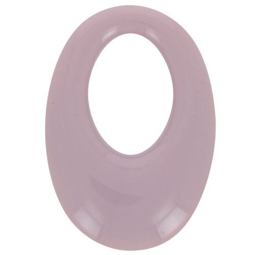 Pendentif ovale évidé en résine opaque 33x23 mm - Lilas x1