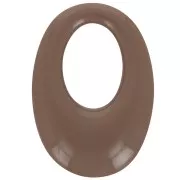 Pendentif ovale évidé en résine opaque 33x23 mm - Marron x1