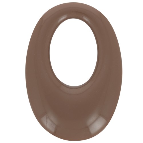 Pendentif ovale évidé en résine opaque 33x23 mm - Marron x1
