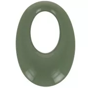 Pendentif ovale évidé en résine opaque 33x23 mm - Vert foncé x1